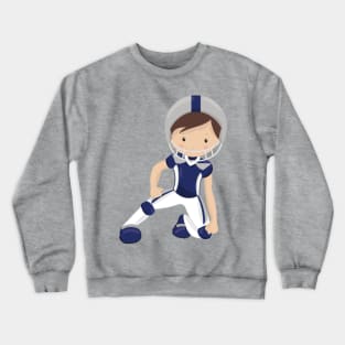 American Football, Rugby, Cute Boy, Brown Hair Crewneck Sweatshirt